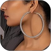 Large Hoop Earrings for Women Thick Gold Silver Hoops Earring Big Rhinestone Hoop Earrings Rhinestone Hoops