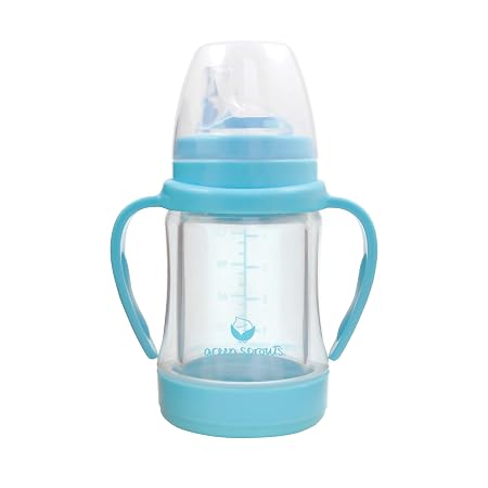 Green Sprouts Glass Sip n Straw Cup, Light Aqua, 4 Ounce