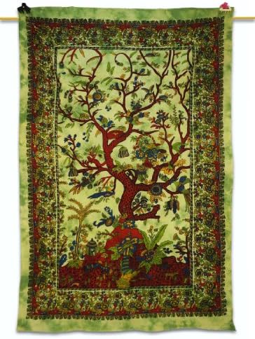 Handicrunch Ethnic Tree Tapestry Table Runner Decorative Wall Décor Indian Art 82" X 54"