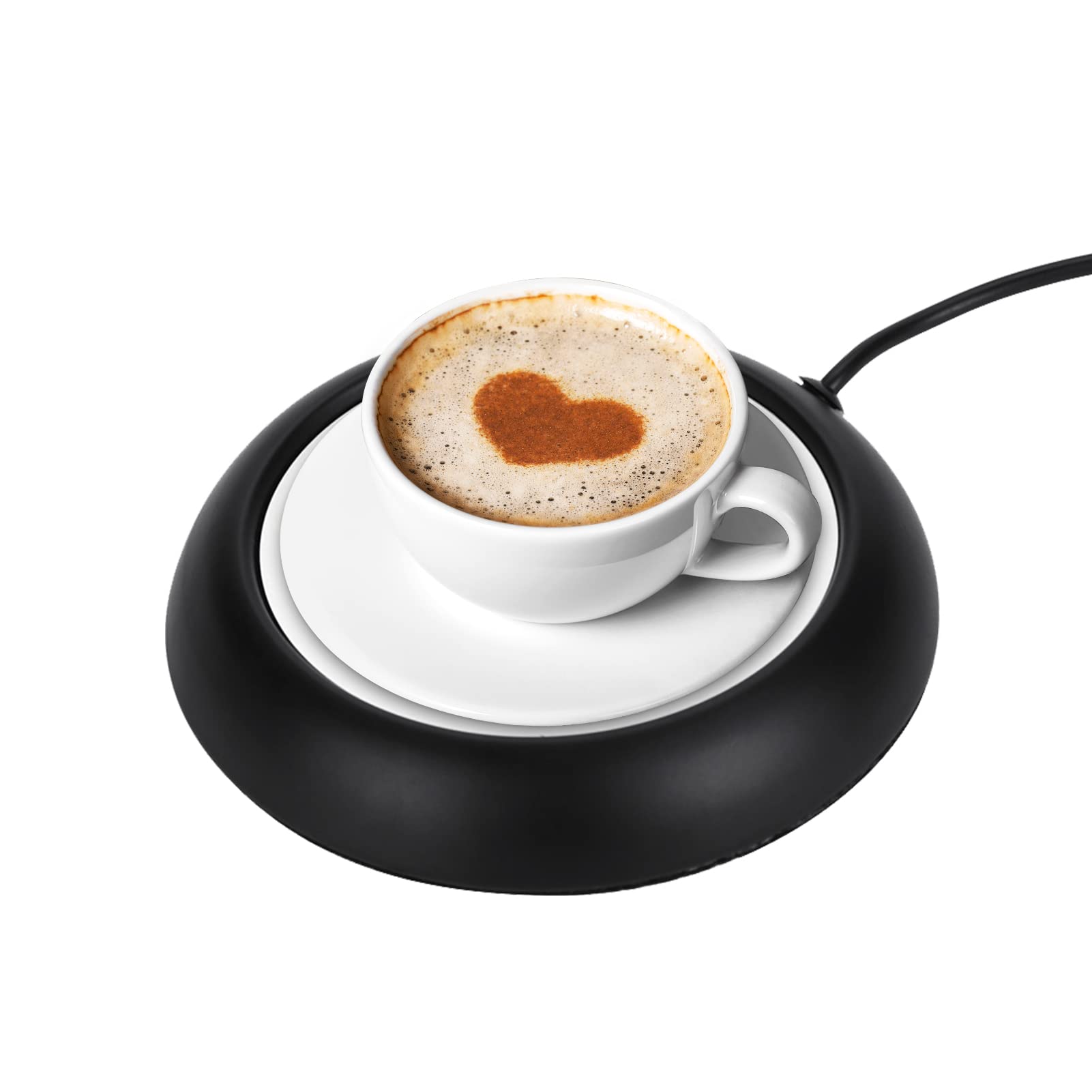 Coffee Mug Warmer, Rechargeable Cup Warme with USB Cabler, Wood Grain Smart Mug Warmer for Desk, Lightweight Portable Electric Coffee Warmer for Heating Beverage Coffee Tea Milk