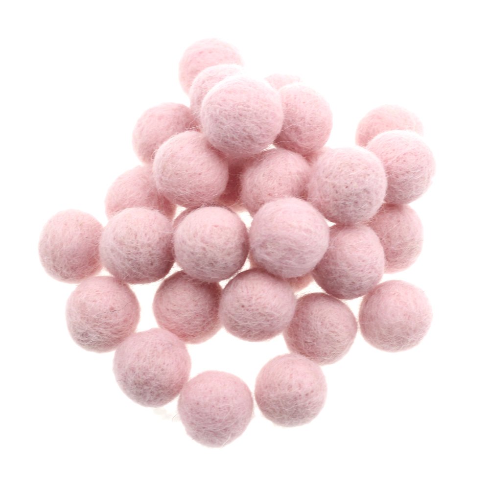 Zasy 20mm Needle Felt Wool Balls Felt Pom Pom Beads DIY Accessories Garlands 30pcs (Pink)