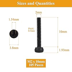 105 Pieces M2 x 10mm Socket Head Cap Screws, Thread