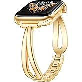 KOREDA Slim Gold Band Compatible with Apple Watch 38mm 40mm 41mm 42mm 44mm 45mm 46mm Women, Thin Metal Dressy Jewelry Bracelet for iWatch Bands Series 11 10 9 8 7 6 5 4 3 SE