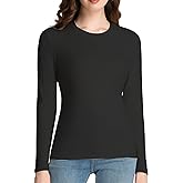 Slim Fitted Long Sleeve Shirts for Women Cotton Tee Tshirts Crewneck Undersrubs Plain Casual Undershirts Tops