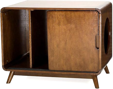 Amazon Com Modern Cat Litter Box Furniture Made From Wood Walnut