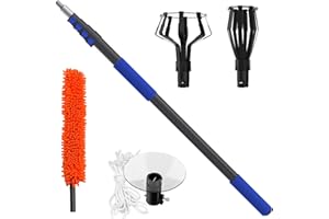 SKGPOLE 26FT Reach Light Bulb Changer for High Ceilings with Telescopic Extension Pole, 5-20Foot Light Bulb Extension Pole Changer with Baskets and Suction Cup for High Ceilings and Recessed Lights