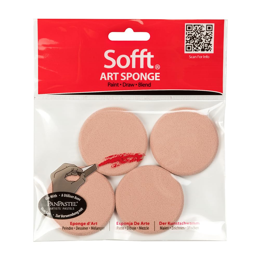 Sofft Artist Tools by GOLDEN, Round Sponges, Pack of 4, Professional Artist Pastels