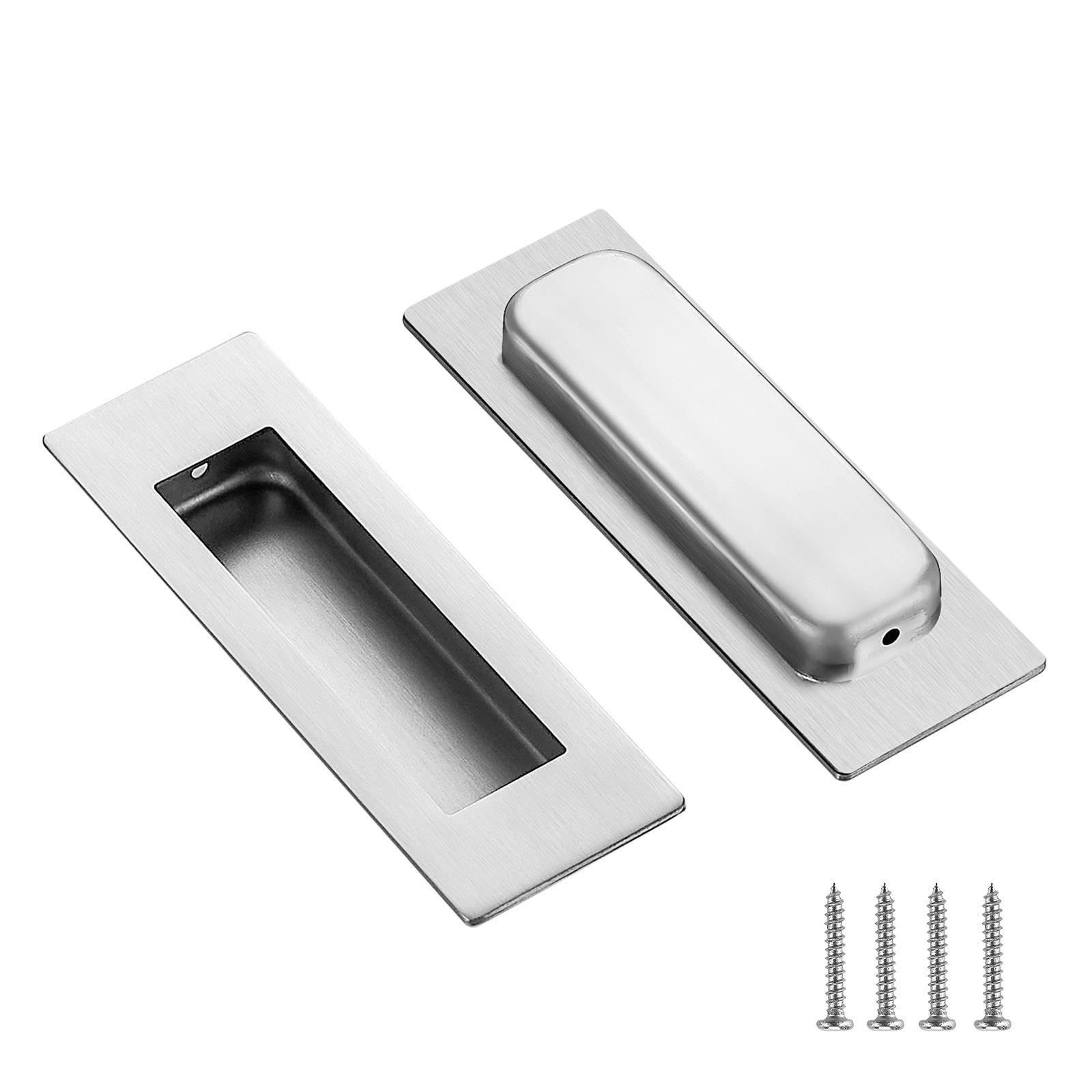 Ravinte 2 Pack Brushed Nickel Cabinet Pulls - Recessed Finger Pulls Sliding Door Handles Furniture Handles Kitchen Hardware for Cabinets (120mm Length) — image 1