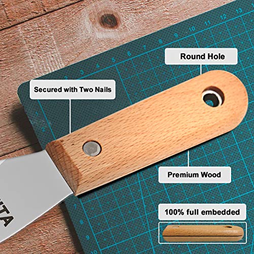 1-1/2" Putty Knife - Spackle Knife Ergonomic Comfort Handle,Scraper tools,Caulk Removal Tool, Painters Tool, Paint Can Opener, Paint Remover for Wood, Wallpaper Scraper, Painting Tool
