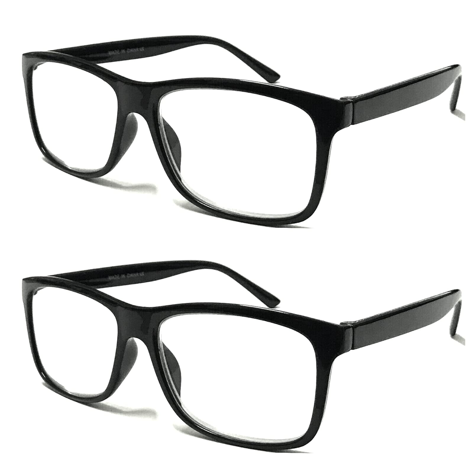 TWINKLE TWINKLE Big Lens Simple Plain Colourful Reading Glasses/Comfort Designed R140 (2 Pairs Black, +1.00 Magnification)