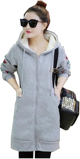 Amazon ユケ二ー 大きいサイズ フード付きパーカー 裏ボア 裏起毛 防寒ジャケット スプリングコート レディース 長袖 おしゃれ コート ジャケット 通販