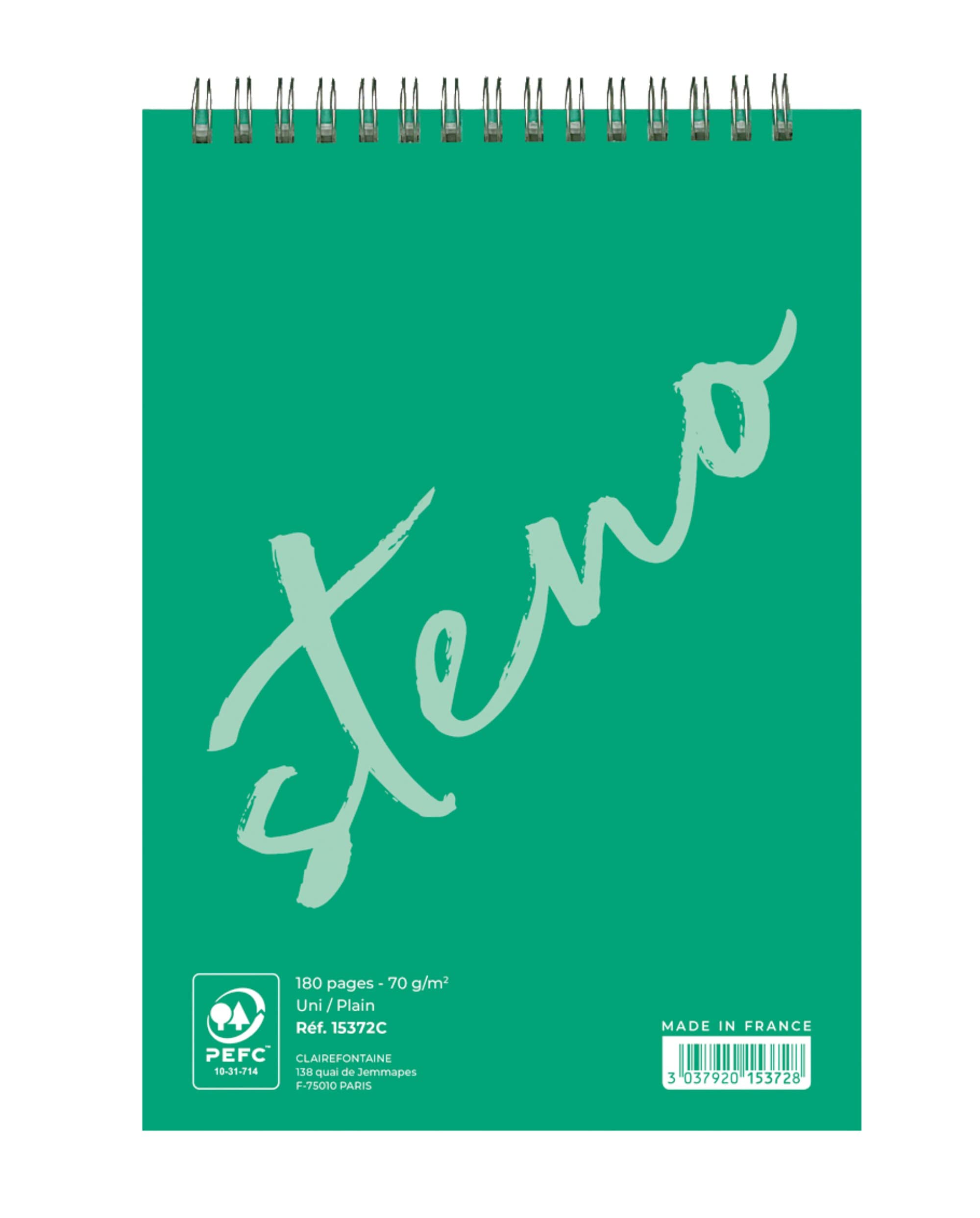 Calligraphe 15372C Set of 5 Green Spiral Wirebound Notepads (a Clairefontaine Brand) - A5 14.8 x 21 cm - 90 Plain White Sheets - Paper 70 gsm - Certified PEFC — image 1