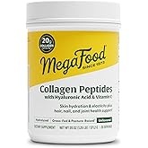 MegaFood Collagen Peptides for Women & Men - Unflavored Collagen Powder with Hyaluronic Acid & Vitamin C - Supports Skin Hair Nails & Joint Health - 20g Grass Fed Bovine Collagen - 20oz, 28 Servings