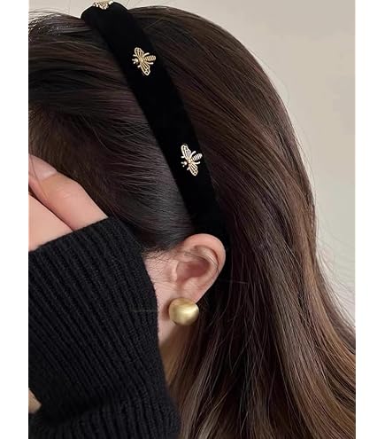 Vintage Pearl Velvet-Elegant Headband-2pc Amazon.com : Vintage Hairband Headpiece Hair Hoop Velvet  main image 4