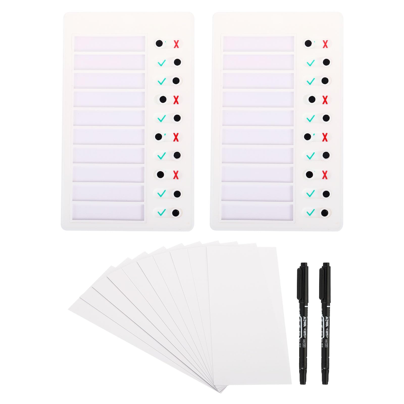 PATIKIL Checklist Board Set, 2 Pcs Plastic Chore Chart to Do List Daily Routine Task Schedule Planner with Blank Cardstock Pen Blank Surface for Home Classroom, White