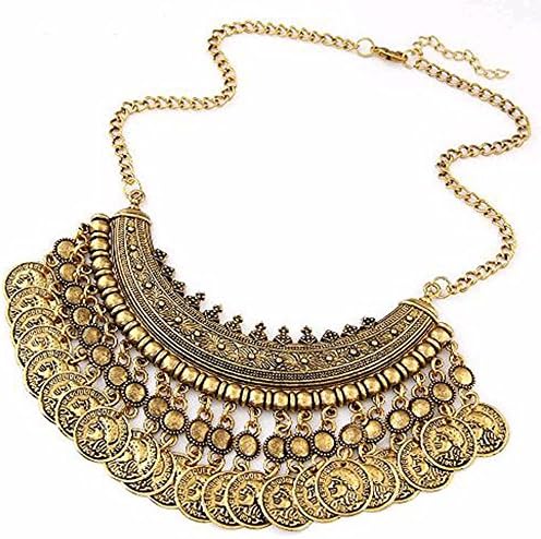 lcosmoslBohemian Statement Coin Necklaces &amp; Pendants for Women Collier Femme Bijoux Jewelry Vintage Maxi Necklace Colar Choker (gold)