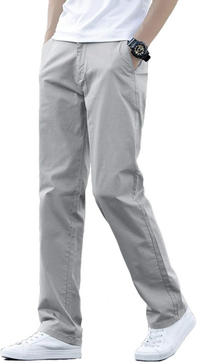 プラスサイズメンズパンツカジュアル春 ストレッチメンズクラシックパンツ男性ビジネスブラック カーキパンツ ライトグレー 29 ロングパンツ 通販 Amazon