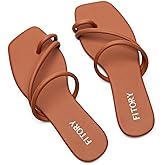 FITORY Women's Cross Strap Flat Sandals,Fashionable Toe Ring Thong,Open Toe Slide Shoes for Summer Size 6-11