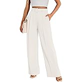 FUNYYZO Women Dress Office Pant High Waist Wide Leg Slacks Business Work Casual Long Belted Trousers 2026