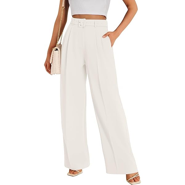 KICZOY Women Office Wide Leg Dress Pants Elastic Waist Slacks 2026 Pleated Front Trousers for Work Casual Beige at Amazon Women's Clothing store KICZOY Women Office Wide Leg Dress Pants Elastic Waist Slacks 2026 Pleated Front Trousers for Work Casual Beige at Amazon Women's Clothing store