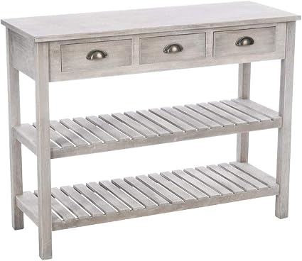 Atmosphera Meuble Console 3 Tiroirs 2 Etageres Esprit Charme D Antan Coloris Bois Patine Blanc Amazon Fr Cuisine Maison