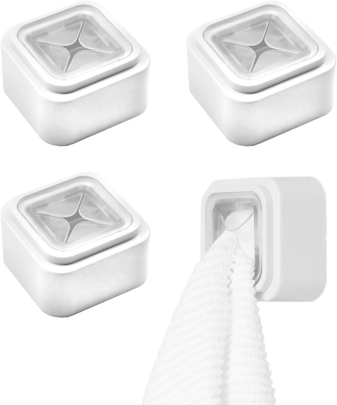 3M Self-Adhesive Towel Holder (Pack of 4) – Perfect for Hanging Face Towels, Body Towels or Robes. Wall Mounted Hook for Bathroom, Kitchen. Stick & Go Easy Installation - - 