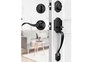 Brightify Front Door Handle and Deadbolt Set, Front Door Lock Set, Front Door Handles with Lever, Single Cylinder Exterior Door Handle, Reversible for Right&Left Handed