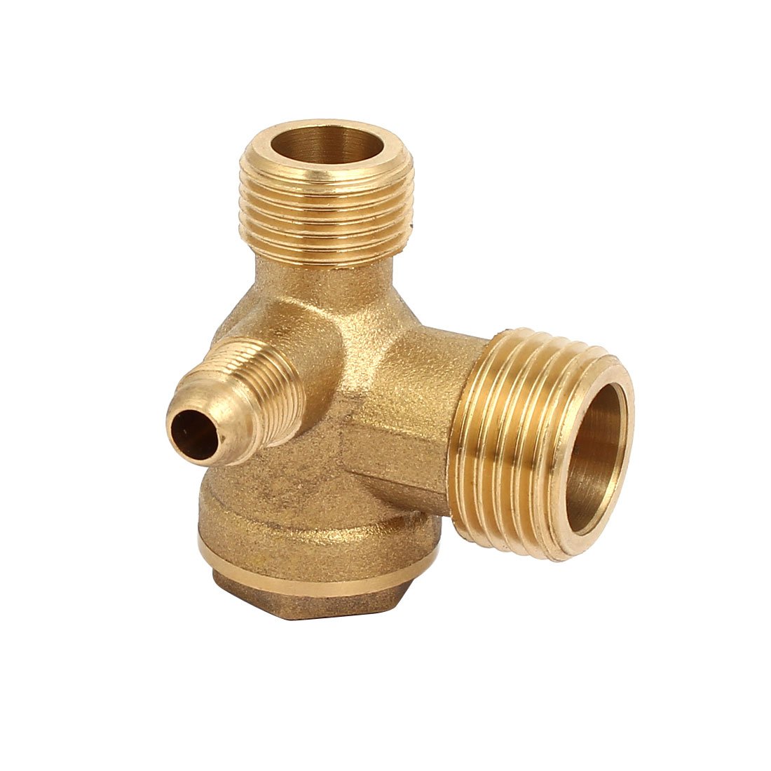 sourcingmap Air Compressor Check Valve, 20mm x 16mm x 10mm Male Thread, 3 Way Pneumatic Accessory, Brass