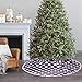 SevenFish 48 inch Buffalo Plaid Christmas Tree Skirt Black and White Buffalo Check Tree Skirt with Pom Pom for Christmas Decorations
