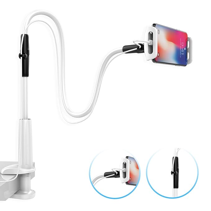Lazy Handy Halter, Lamicall Schwanenhals Handy Halterung : Universal Flexible Lang Arm Handy Ständer für Phone XS Max XR X 8 