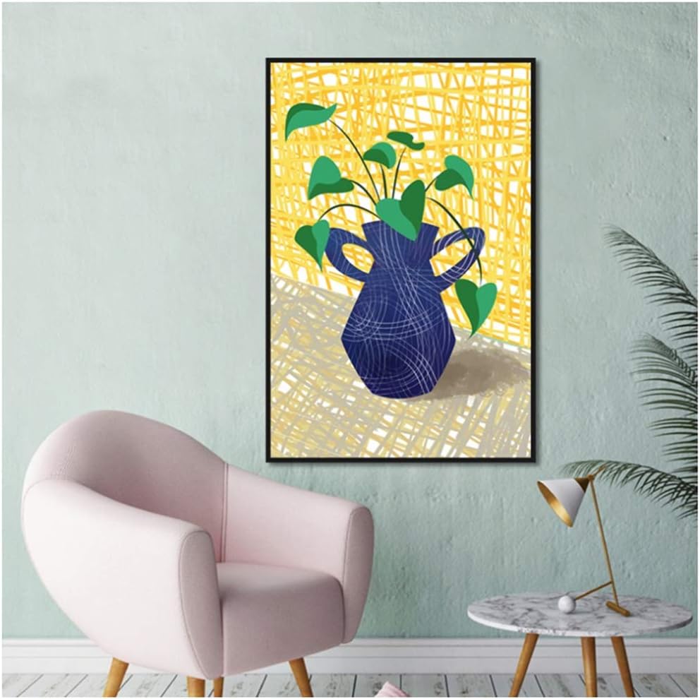 yhyxll Hoja Verde Abstracta Planta en Maceta Arte de la Pared Cartel