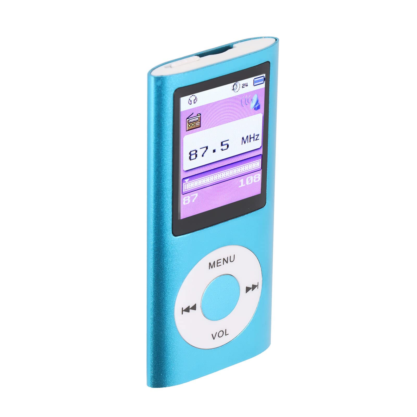 1.8 Inch MP3 Player with Earphone for Kids, 128x96 Color Display Screen Multifunctional Portable MP3 Music Player with USB/3.5mm Port, Memory Card Slot Scalable to 64GB 30 Hours Standby Time(blue)