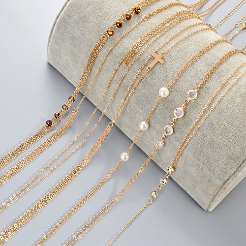 Tornito 8Pcs Sexy Body Chain Belly Waist Chain Necklace Summer Beach Crossover Bikini Bra Body Jewelry for Women Girls Gold Tone