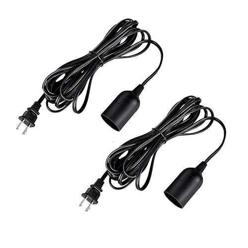 Simple Deluxe 20 Feet Extension Hanging Lantern Pendant Light Cord with E26 Socket, Featuring an On/Off Switch(Bulb Not Included), 2 Pack