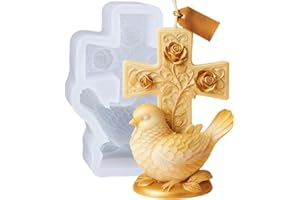 Cross and Dove Candle Molds, Religious Soap Mold, Cross with Floral Engraving Silicone Molds for Candle Soap Resin Plaster Ce