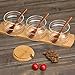 HaloVa Spice Jars Glass Seasoning Box Set Salt Sugar Spice Pepper Condiment Container Kitchen Cruet Seasonings Tools with bamboo Spoon Cover Pedestal, Set of 3
