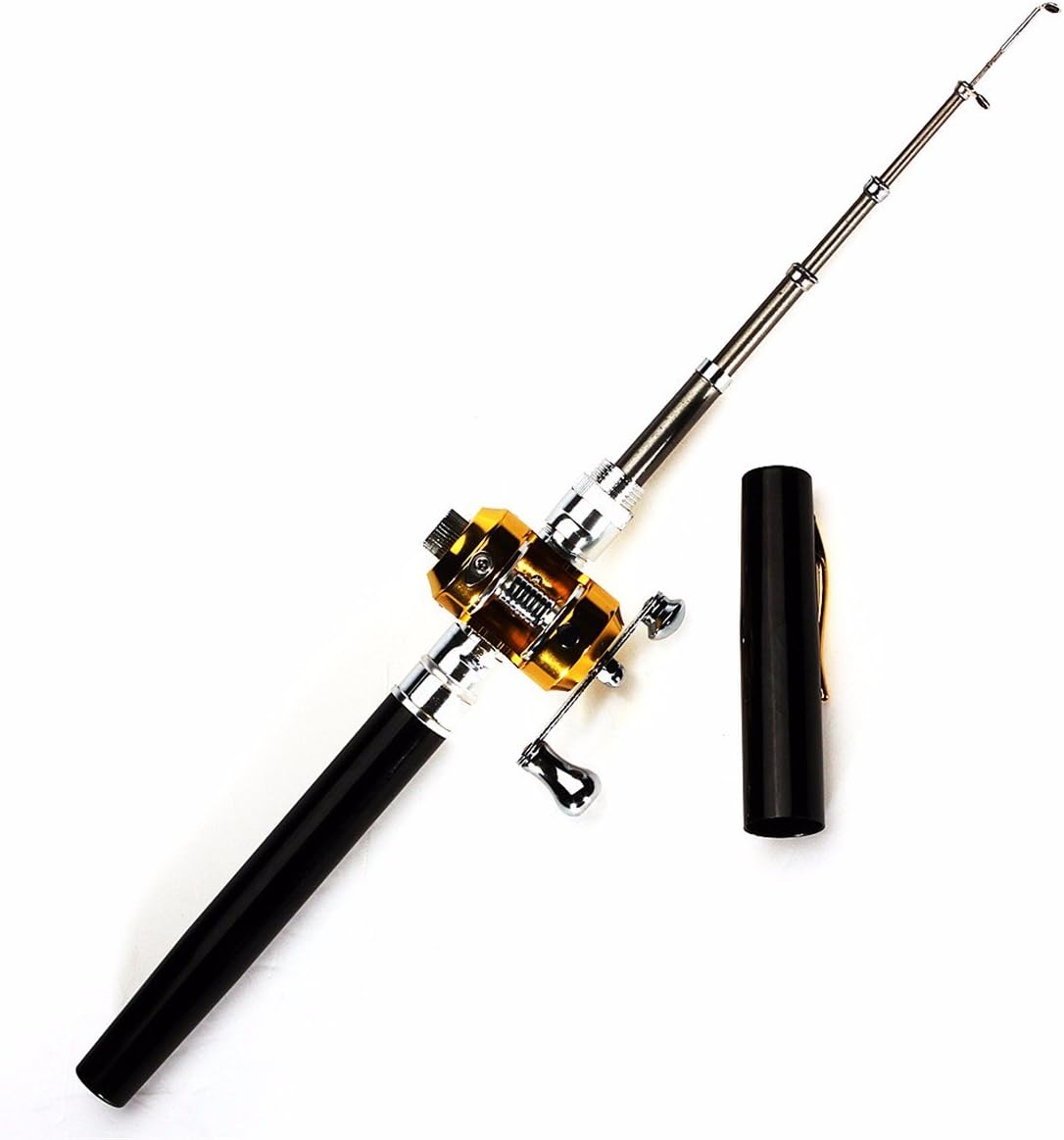 Carp Fishing Rod Reel Line Combo ZANLURE PFS-02 Mini Telescopic Portable Pocket Pen Shape (Black)