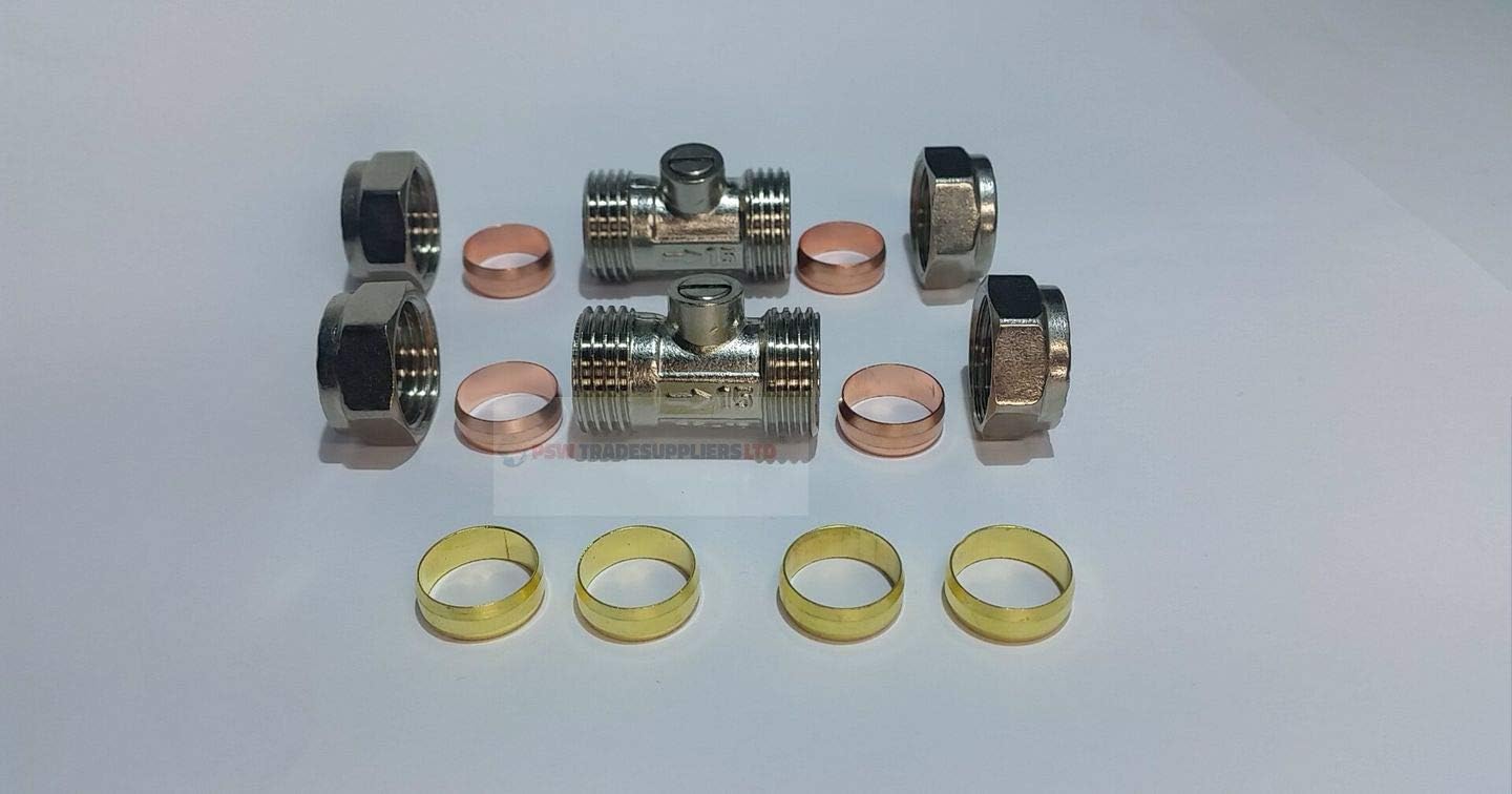 Wärmer System Isolating Valve 15mm Chrome with 4 Brass Olives, Pack of 2 - Image 4