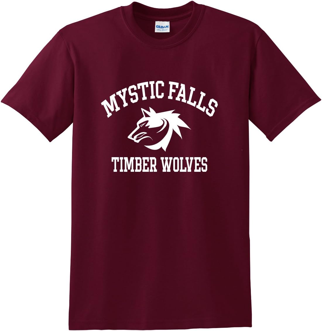 Mars NYWomen's Men's Vampire Diaries Mistic Falls Salvatore 17 Crew Neck T-Shirt (Large) Maroon