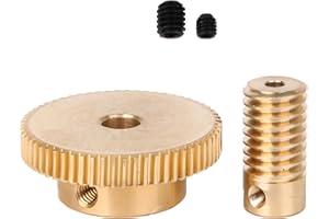 CNBTR Yellow 3MM Hole Dia Brass Gear Shaft + 31MM OD 60 T Brass Gear Wheel 0.5 Modulus Set