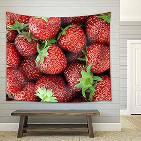 Fresh Ripe Strawberry Closeup - Fabric Wall Tapestry Home Decor - 51x60 inches