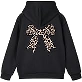 GORGLITTER Girl's Cheetah Hoodies Fall Cute Leopard Animal Bow Print Long Sleeve Oversized Pullover Hooded Sweatshirt