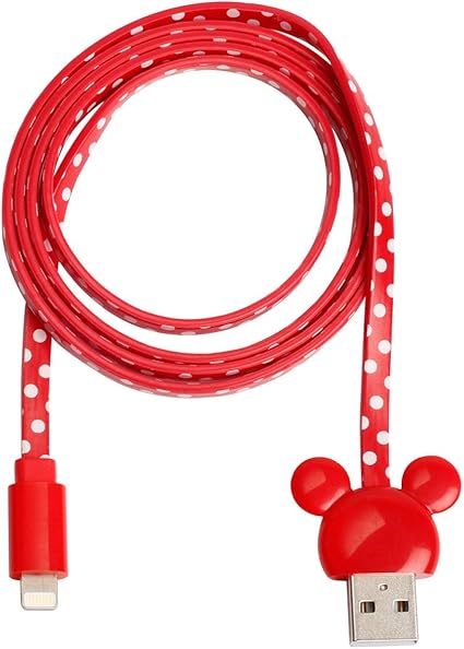Amazon Mfi認証 Apple認証 ディズニー Lightningケーブル ライトニングケーブル 1m ドット レッド 携帯電話 スマートフォンアクセサリ 通販