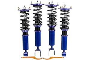 ZYAUTO Coilovers for Lexus SC300 SC400 1992-2000 for Toyota Supra 1993-2002 for Toyota Soarer 1991-2000, Adjustable Height Suspension Coil Struts, 4 Pcs Complete Coilovers Lowering Kit Blue
