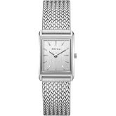 Breda Virgil Tethered Rectangular Watch, 2mm &ndash; Stainless Steel Case, Stainless Steel Mesh Bracelet, Japanese Quartz Movement