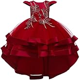 WOCINL Flower Girls High Low Tulle Dress Princess Birthday Pageant Bridesmaid Wedding Party Formal Evening Dance Ball Gown