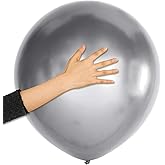 SKYLETY 10 Pieces 18 Inch Metallic Balloons Shiny Latex Balloons for Birthday Wedding Party Decoration (Silver)