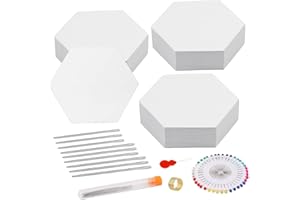 VEROAVE 352 Piece Paper Piecing Templates Set, Include 300 1-inch Paper Piecing Hexagons, 9 Large-Eye Pins with Needle Bottle, 40 Positioning Pins, 1 Thimble, 1 Threader, for Quilting, Sewing