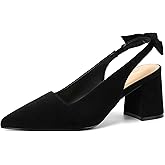 Mostrin Block Slingback Heels for Women Pointed Closed Toe Chunky Heels Office Work Shoes Women's Pumps for Business Casual