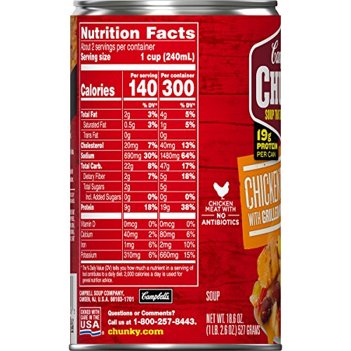 Campbell's Chunky Tortilla Soup with Grilled White Meat Chicken, 18.6 oz. Can (Pack of 12)